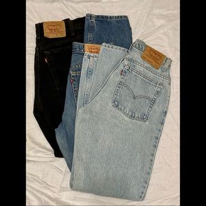 3 pair Levi’s 550 Jeans Size 8 M  Color: Light Wash Dark Wash Black